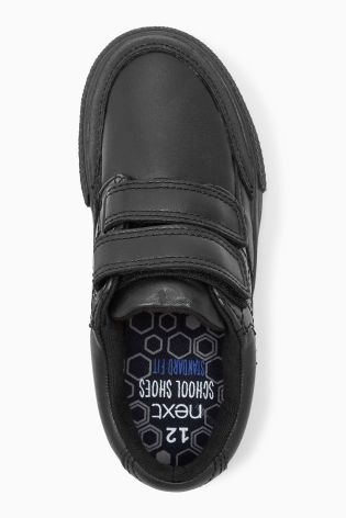 Black Leather Double Strap Shoes (Older Boys)